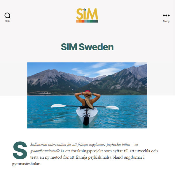 Hemsidan SIM Swedens förstasida